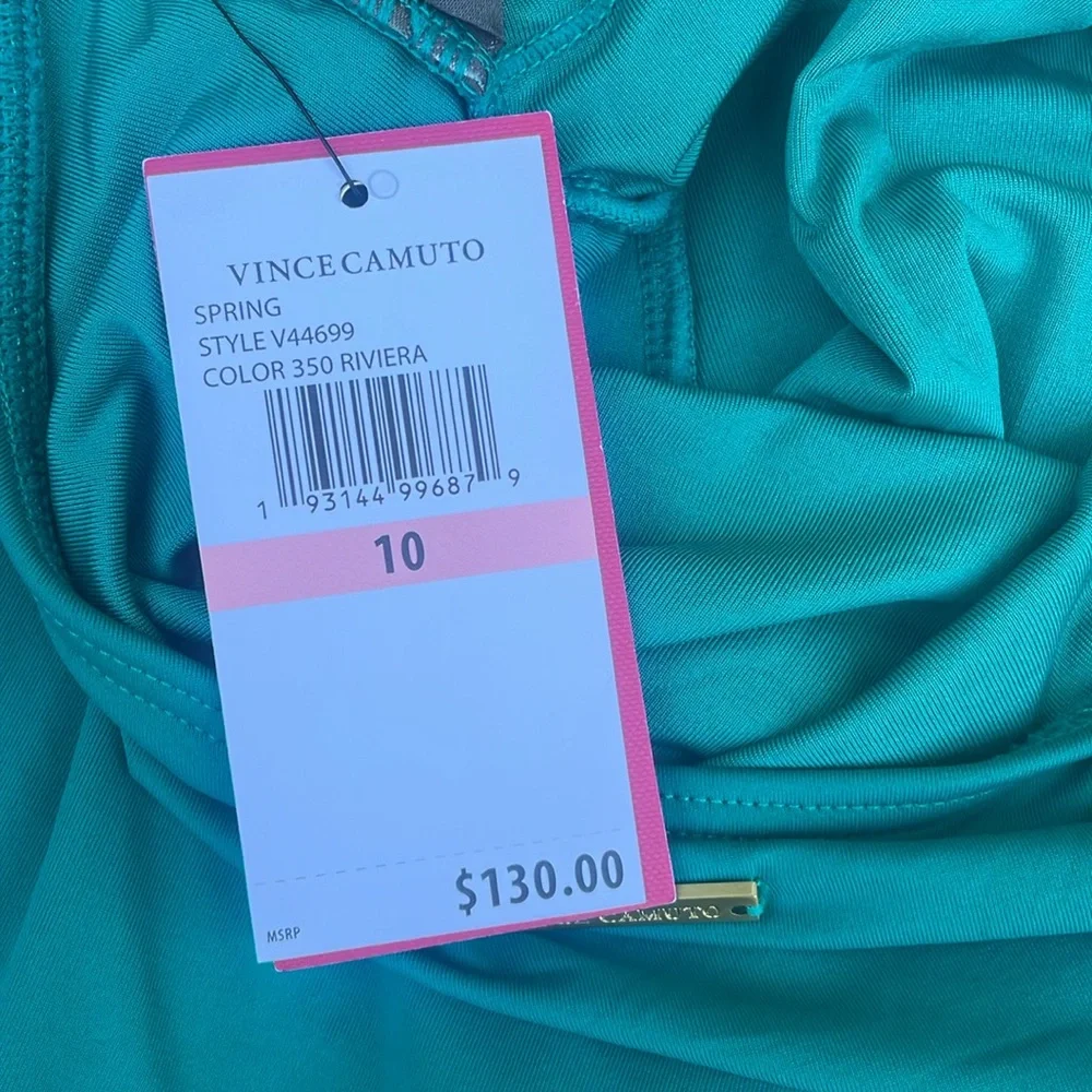 Vince Camuto Turquoise Fabric with Gold Accent Size 10